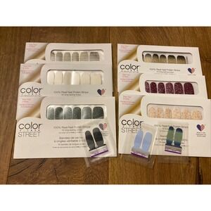 Color Street Lot Of 6 Sets Glitter Design Clear Nail Polish Strips and 3 Twosies